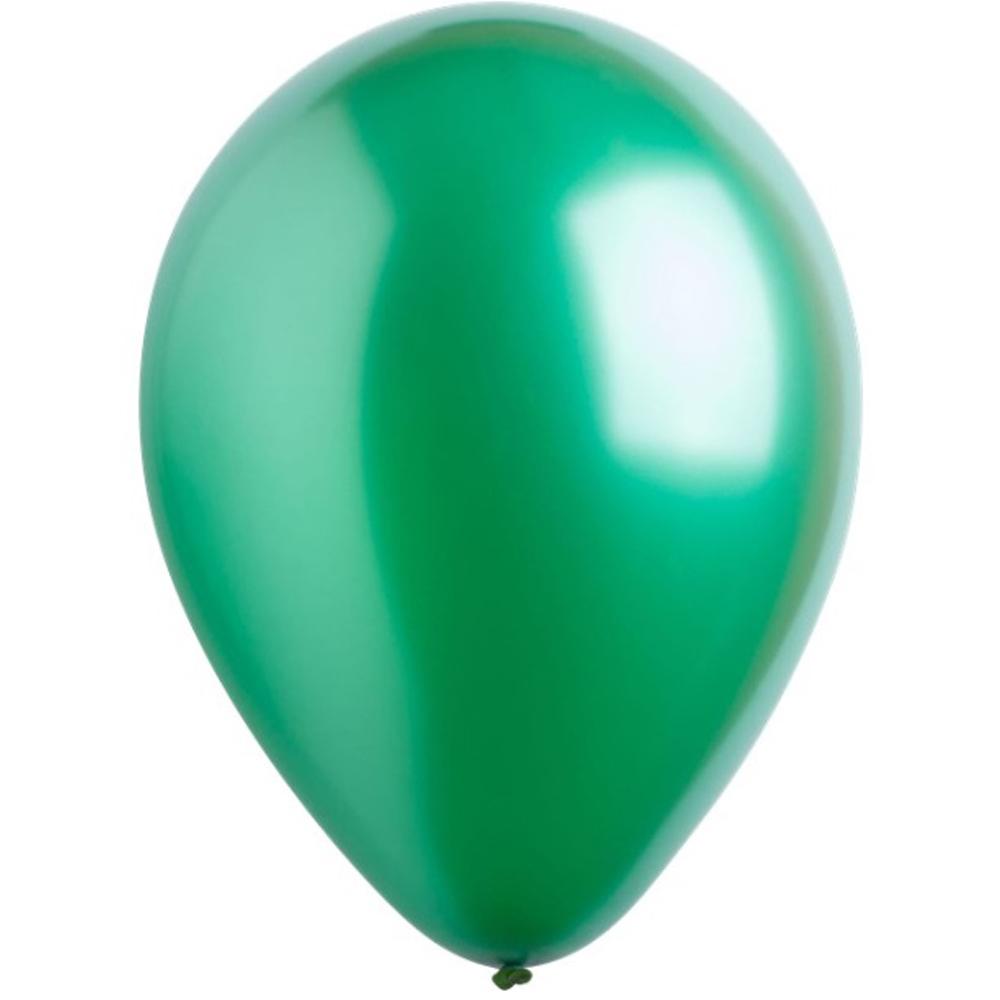 Festive Green Metallic Latex Balloons 11in, 50pcs Balloons & Streamers - Party Centre