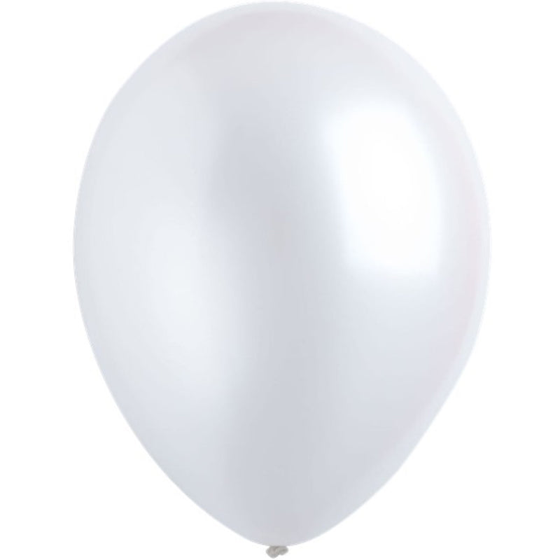 Frosty White Pearlized Latex Balloons 11in, 50pcs Balloons & Streamers - Party Centre