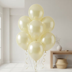 Light Yellow Pearlized Latex Balloons 11in, 50pcs Balloons & Streamers - Party Centre