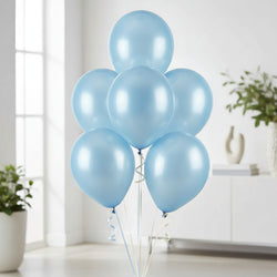 Pastel Blue Pearlized Latex Balloons 11in, 50pcs Balloons & Streamers - Party Centre
