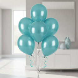 Caribbean Blue Pearlized Latex Balloons 11in, 50pcs Balloons & Streamers - Party Centre