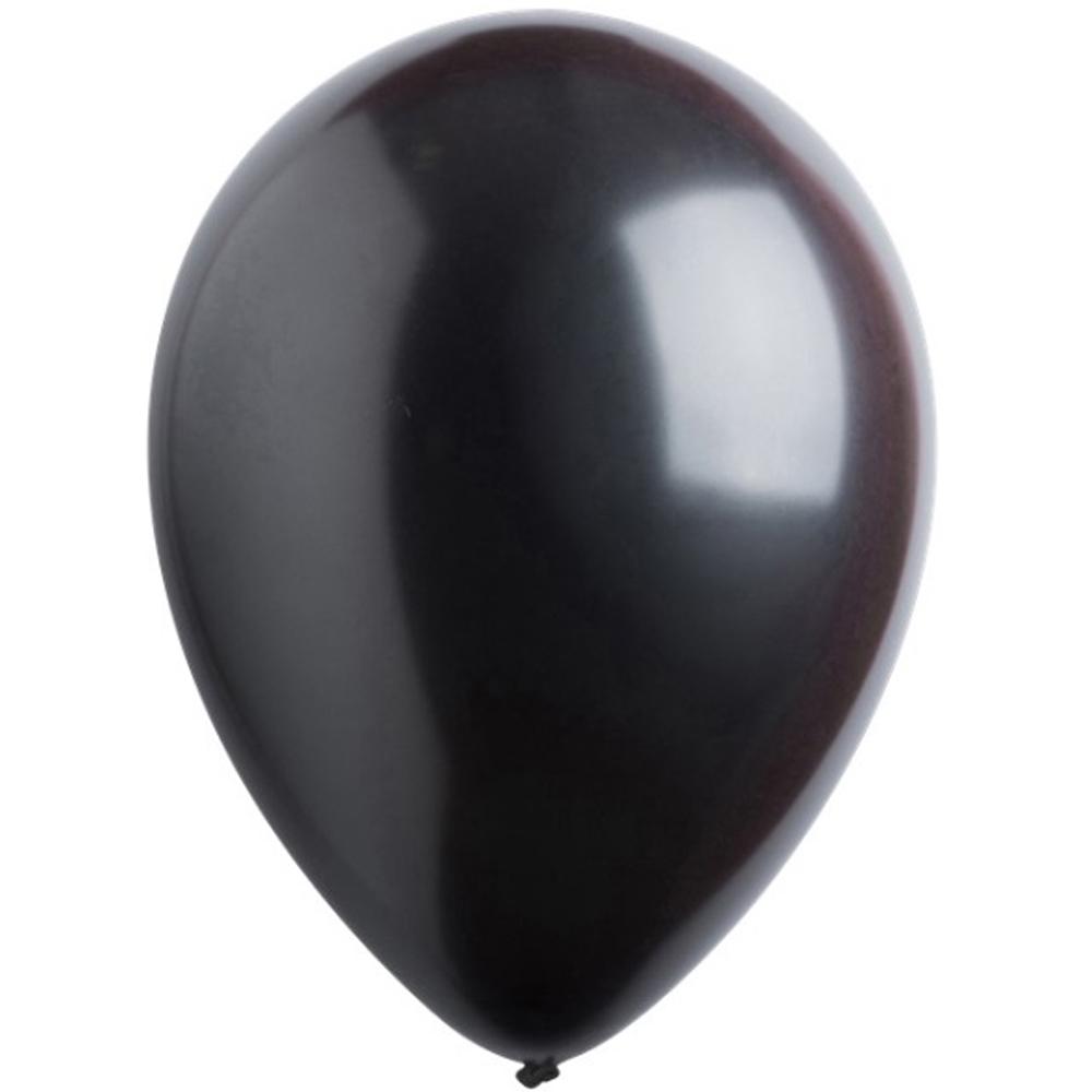 Jet Black Pearlized Latex Balloons 11in, 50pcs Balloons & Streamers - Party Centre
