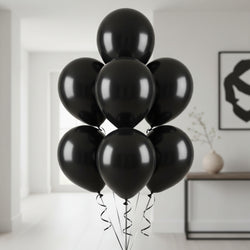 Jet Black Pearlized Latex Balloons 11in, 50pcs Balloons & Streamers - Party Centre