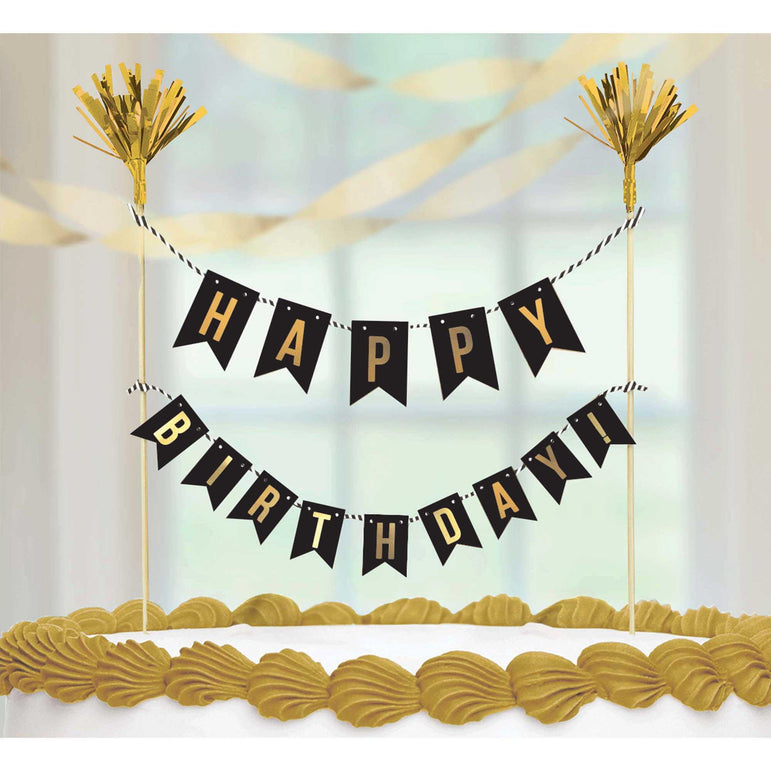 Gold Birthday Cake Pick Party Accessories - Party Centre
