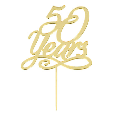 50 Years Gold Plastic Cake Topper Party Accessories - Party Centre