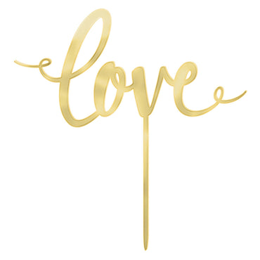 Love Gold Plastic Cake Topper