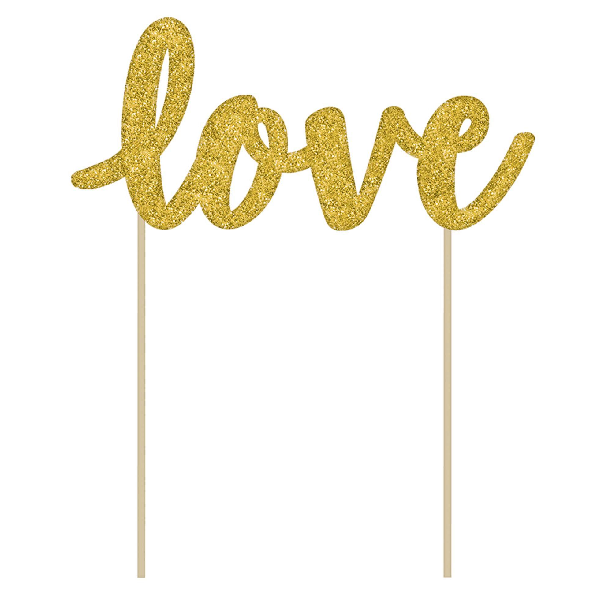 Love Glitter Paper Cake Pick 5.50in Party Accessories - Party Centre