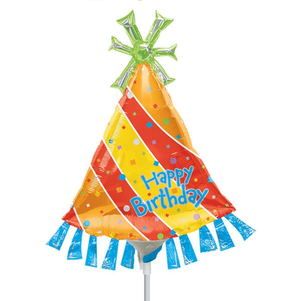 Polka Dot Party Hat Mini Shape Balloons & Streamers - Party Centre