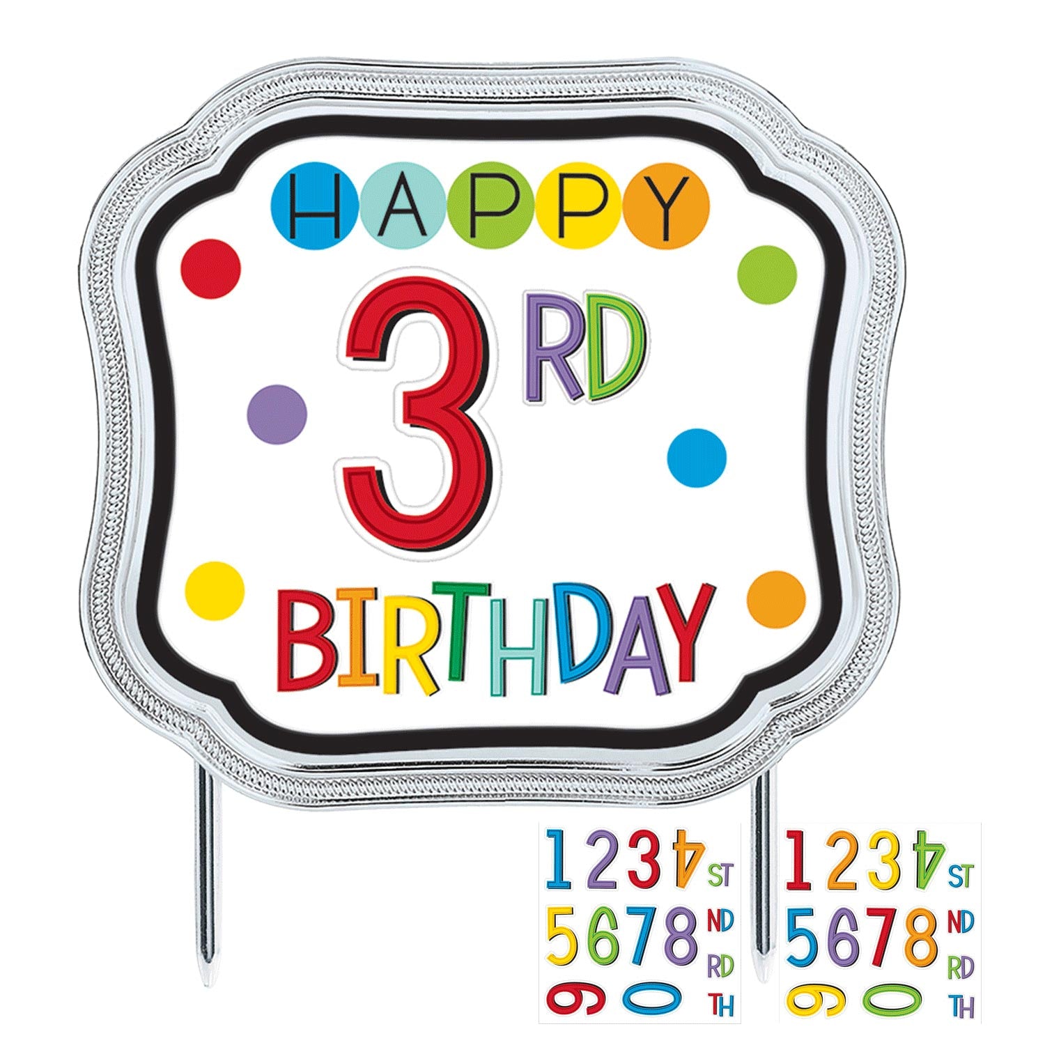 Multicolored Birthday Add-Any-Age Cake Topper