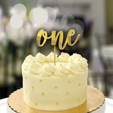 1st Birthday Gold Mirror Cake Topper