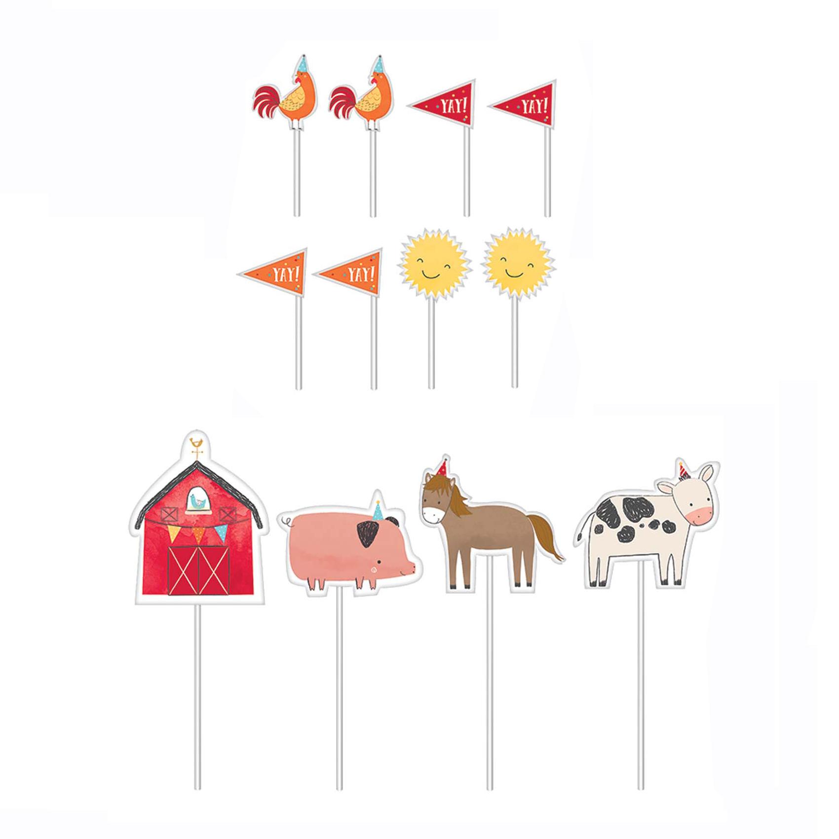 Barnyard Birthday Paper Topper Kit 12pcs Party Accessories - Party Centre