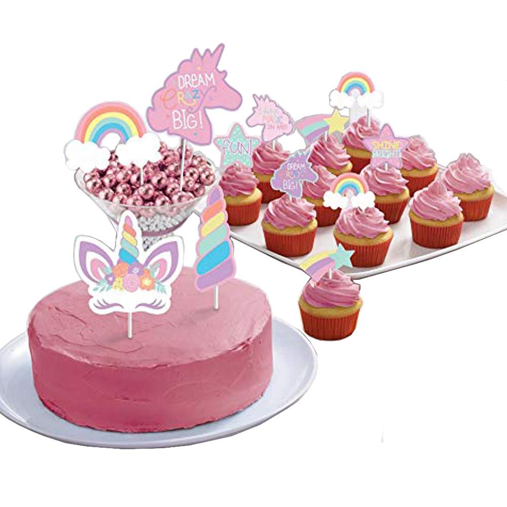 Unicorn Party Paper CakeToppers 12pcs Party Accessories - Party Centre