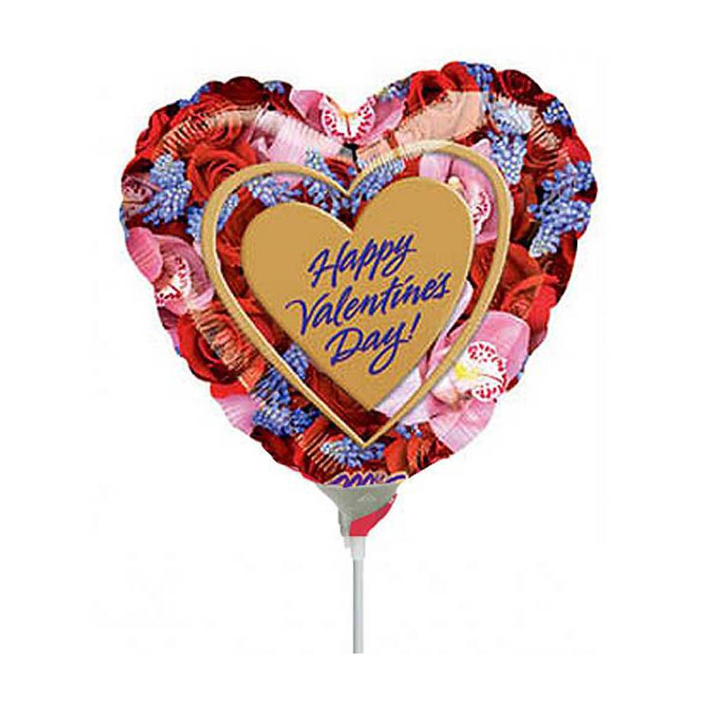 Valentine Photo Floral Mini Shape Balloon 9in Balloons & Streamers - Party Centre