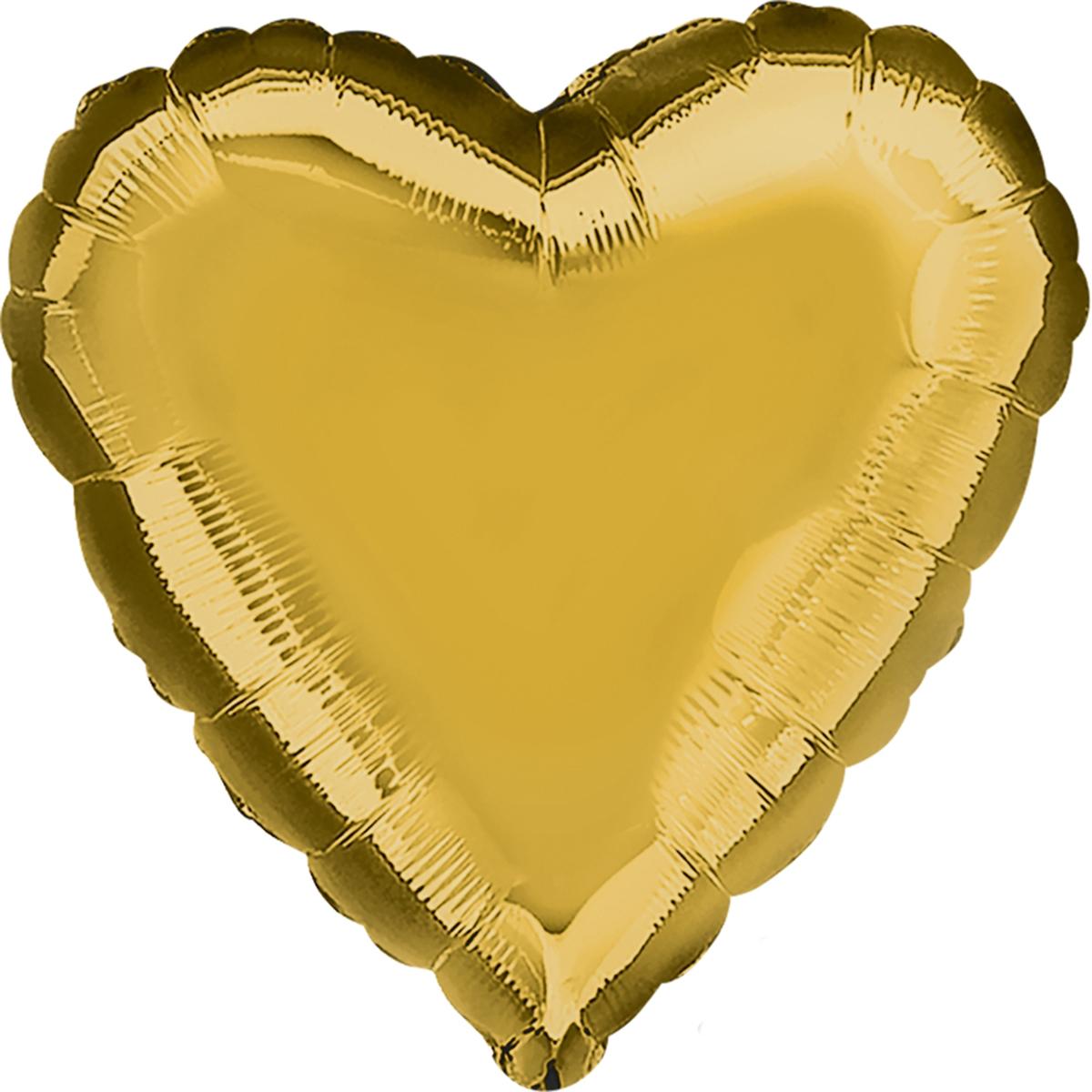 Metallic Gold Heart Foil Balloon 18in Balloons & Streamers - Party Centre