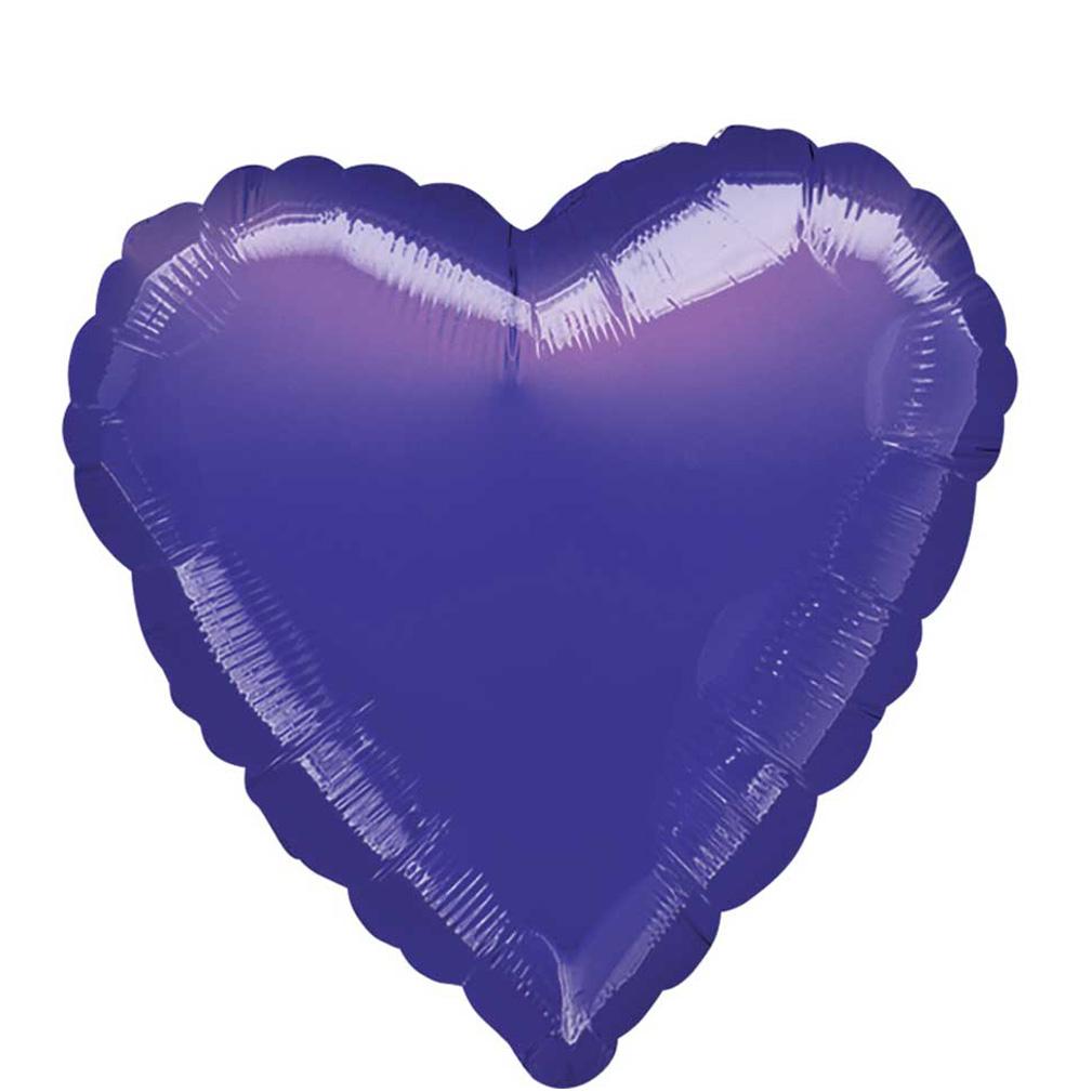 Metallic Purple Heart Foil Balloon 18in Balloons & Streamers - Party Centre