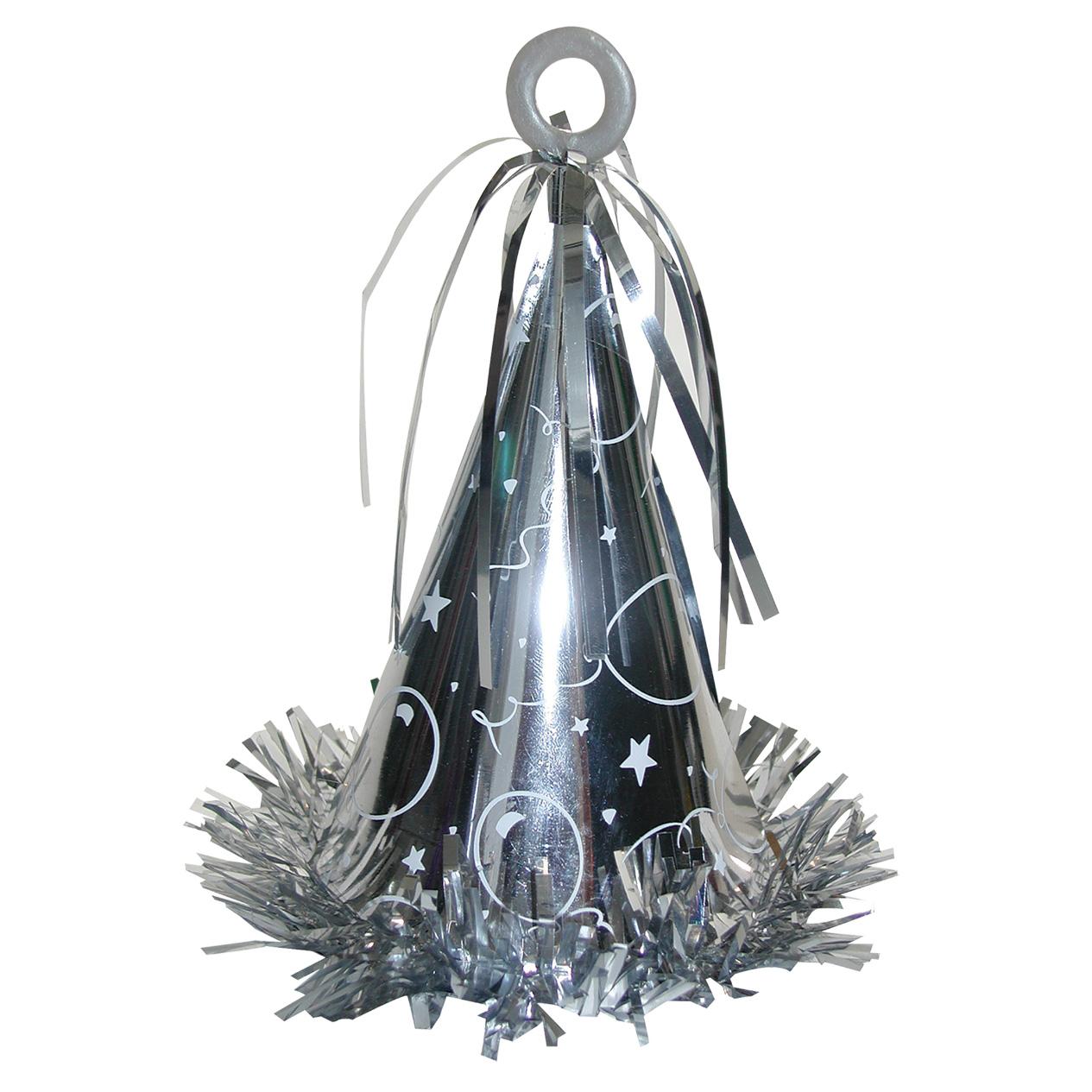 Silver Party Hat Balloon Weight 6oz Balloons & Streamers - Party Centre