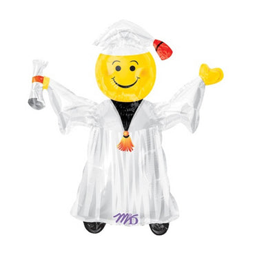 Smiley Grad White Mini Shape Balloon Balloons & Streamers - Party Centre