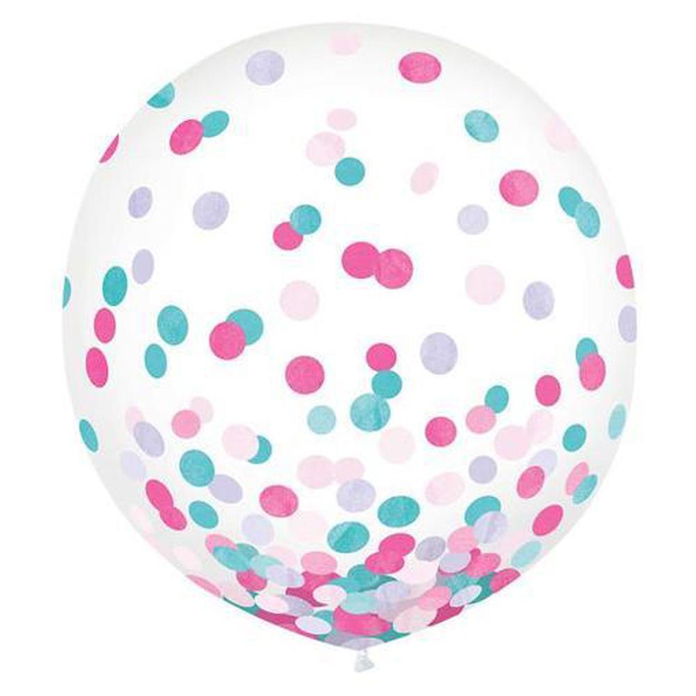 Clear Latex Balloons with Multi Tissue Confetti 24in, 2pcs Balloons & Streamers - Party Centre