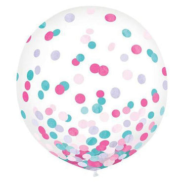 Clear Latex Balloons with Multi Tissue Confetti 24in, 2pcs Balloons & Streamers - Party Centre