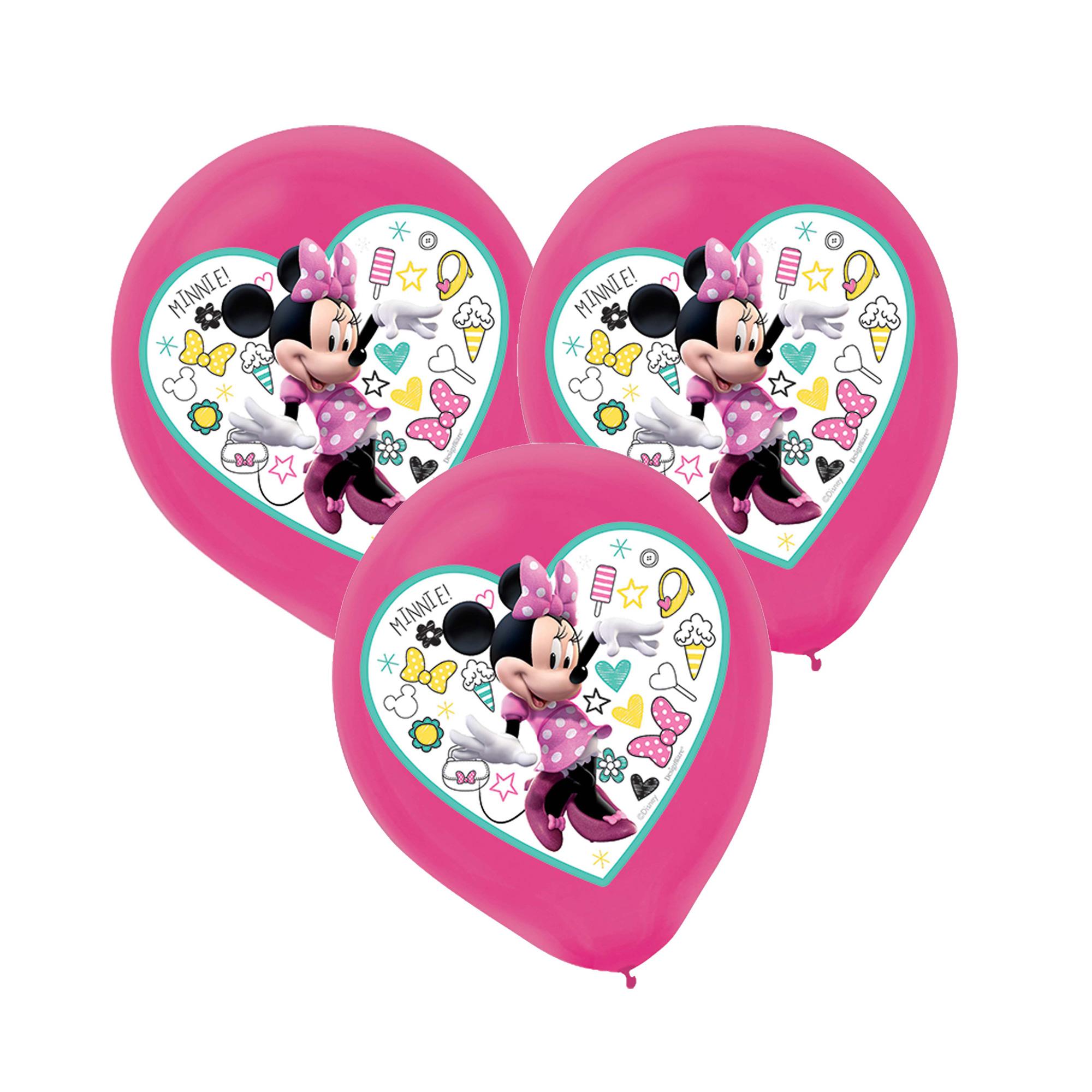 Minnie Mouse Happy Helpers Latex Balloons 12in, 5pcs Balloons & Streamers - Party Centre