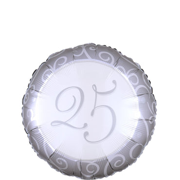 25th Anniversary Round Foil Balloon 45cm Balloons & Streamers - Party Centre