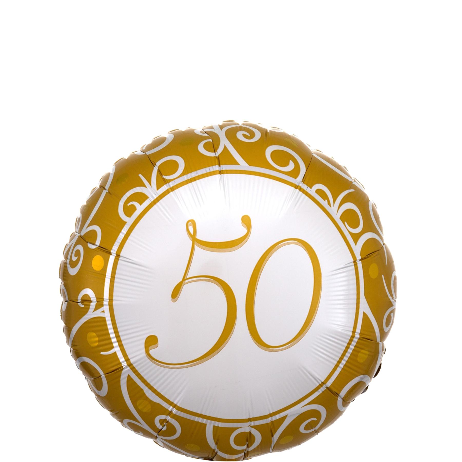 50th Anniversary Round Balloon 45cm Balloons & Streamers - Party Centre