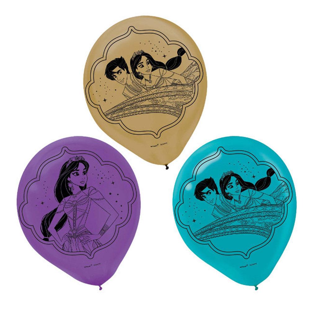 Disney Aladdin Latex Balloons 12in, 6pcs Balloons & Streamers - Party Centre