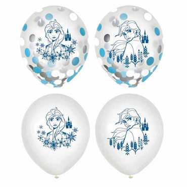 Frozen II Confetti Balloons 12in, 6pcs Balloons & Streamers - Party Centre