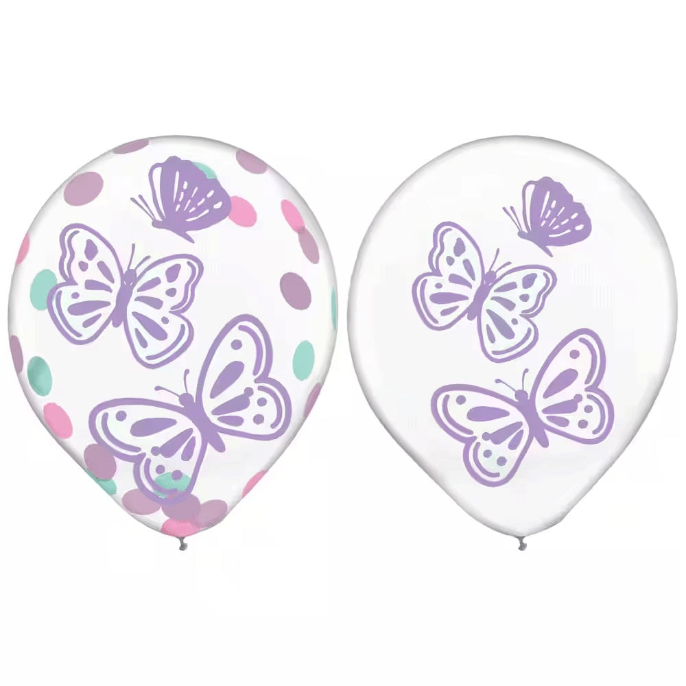 Flutter Confetti Latex Balloon 12in, 6pcs