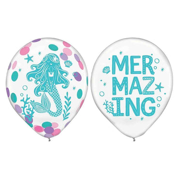 Shimmering Mermaids Latex Confetti Balloon 12in, 6pcs
