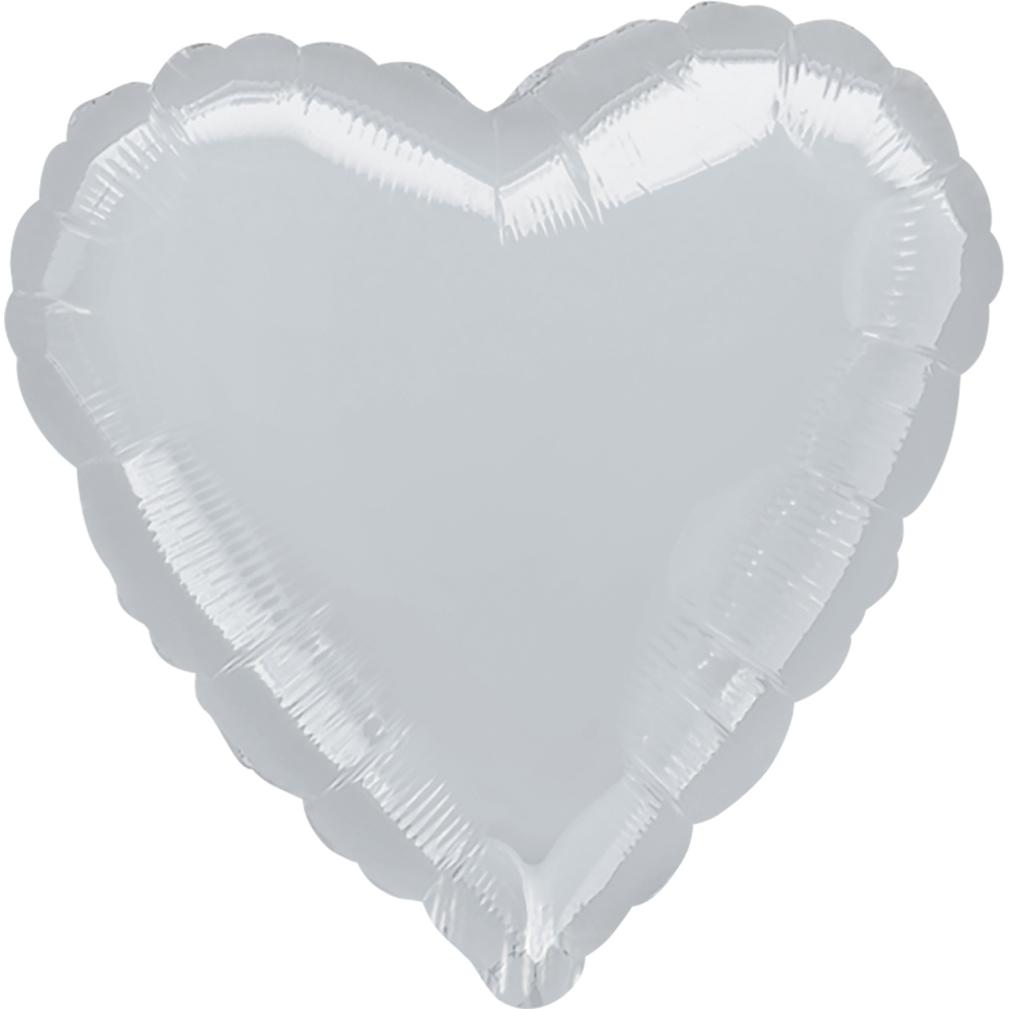 Silver Metallic Heart Jumbo Foil Balloon 81cm Balloons & Streamers - Party Centre