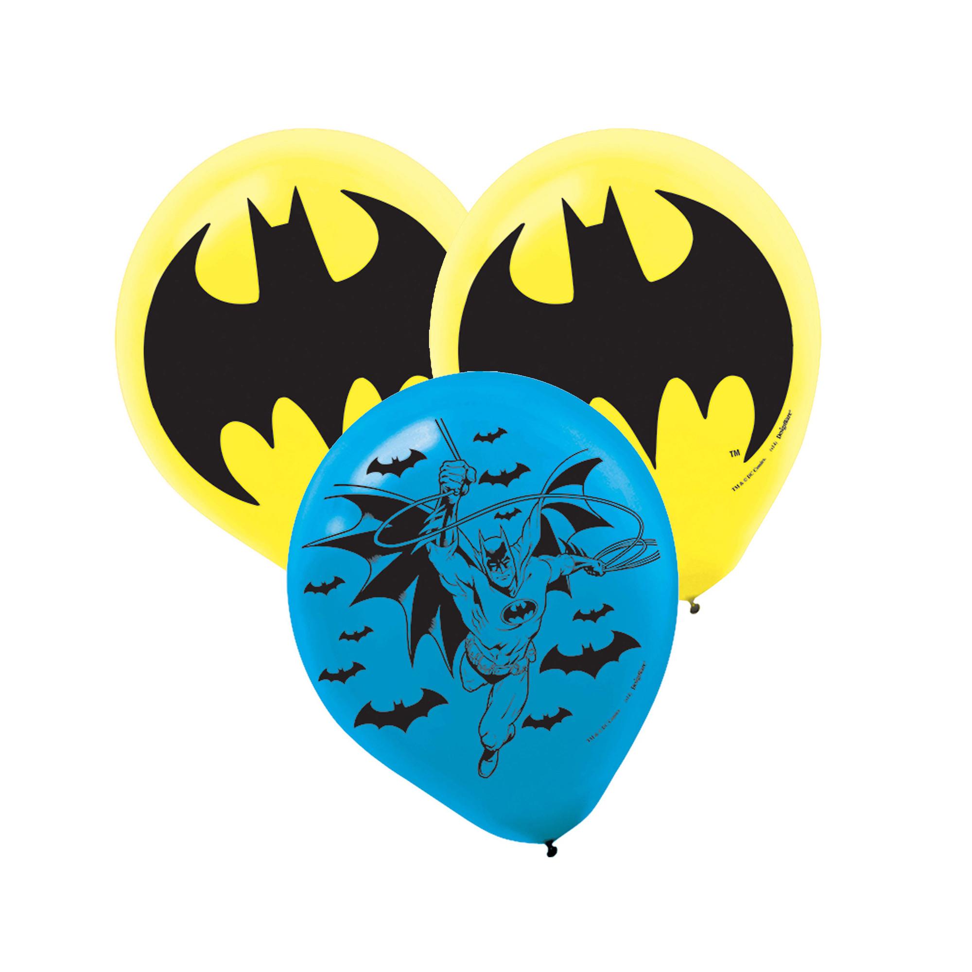 Batman Latex Balloons 12in, 6pcs Balloons & Streamers - Party Centre