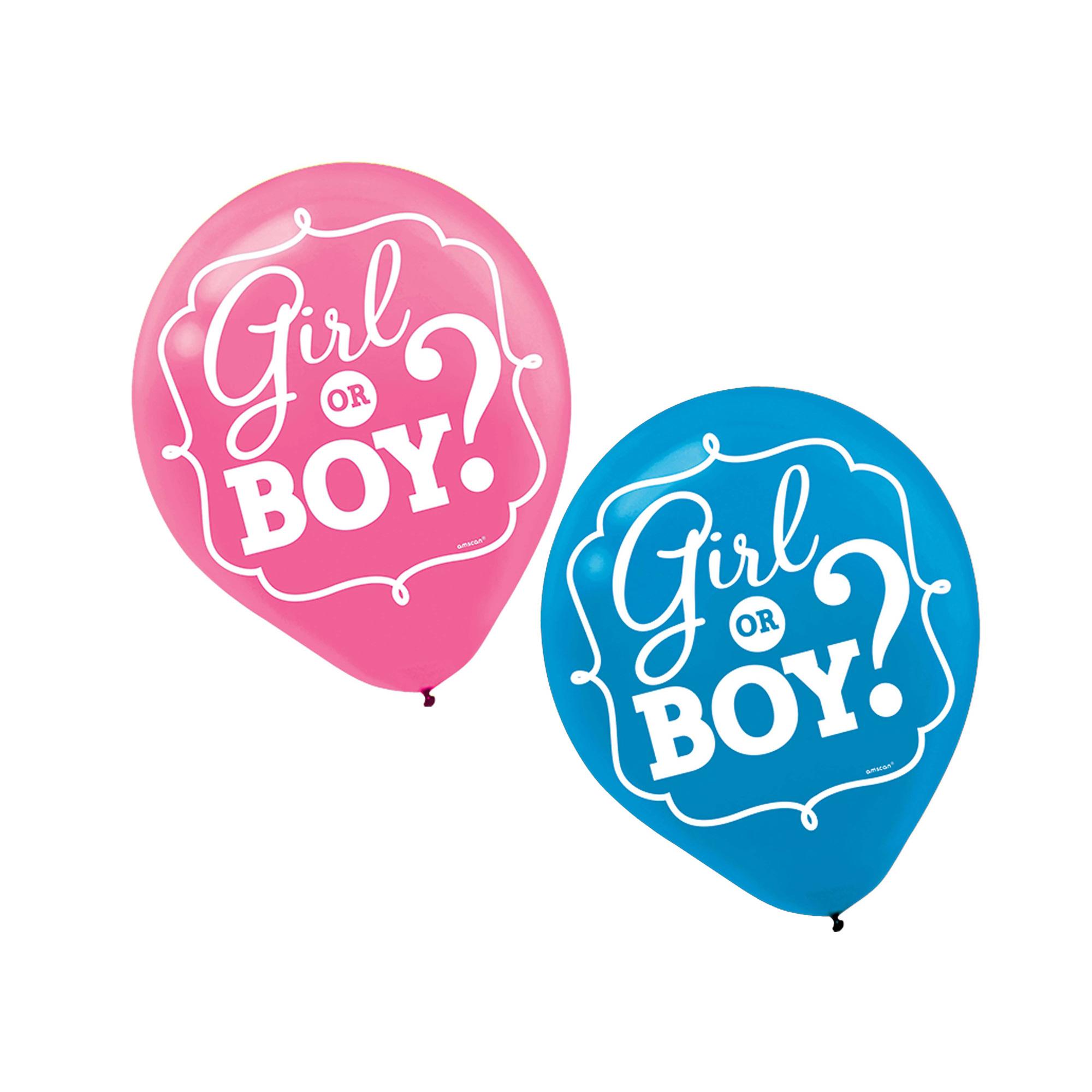 Girl Or Boy? Latex Balloons 12in, 15pcs Balloons & Streamers - Party Centre
