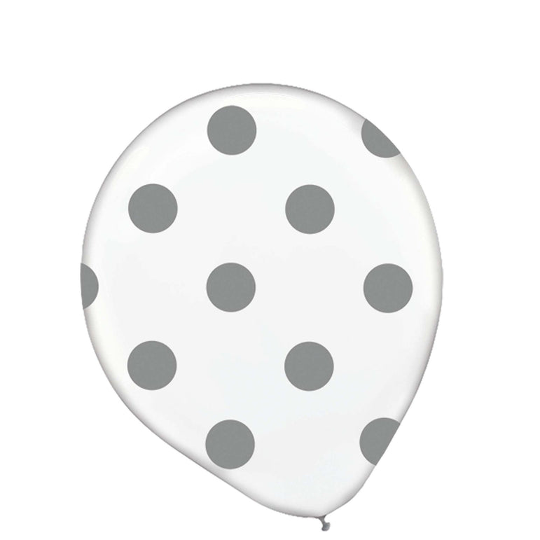Dots Mixed Metallics Latex Balloons 12in, 20pcs Balloons & Streamers - Party Centre