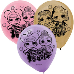 LOL Surprise! Latex Balloons 12in, 6pcs Balloons & Streamers - Party Centre