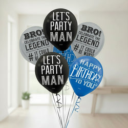 Happy Birthday Man Assorted Latex Balloons 12in 15pcs Balloons & Streamers - Party Centre