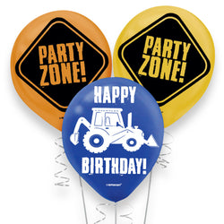 Construction Assorted Latex Balloon 12in 6pcs