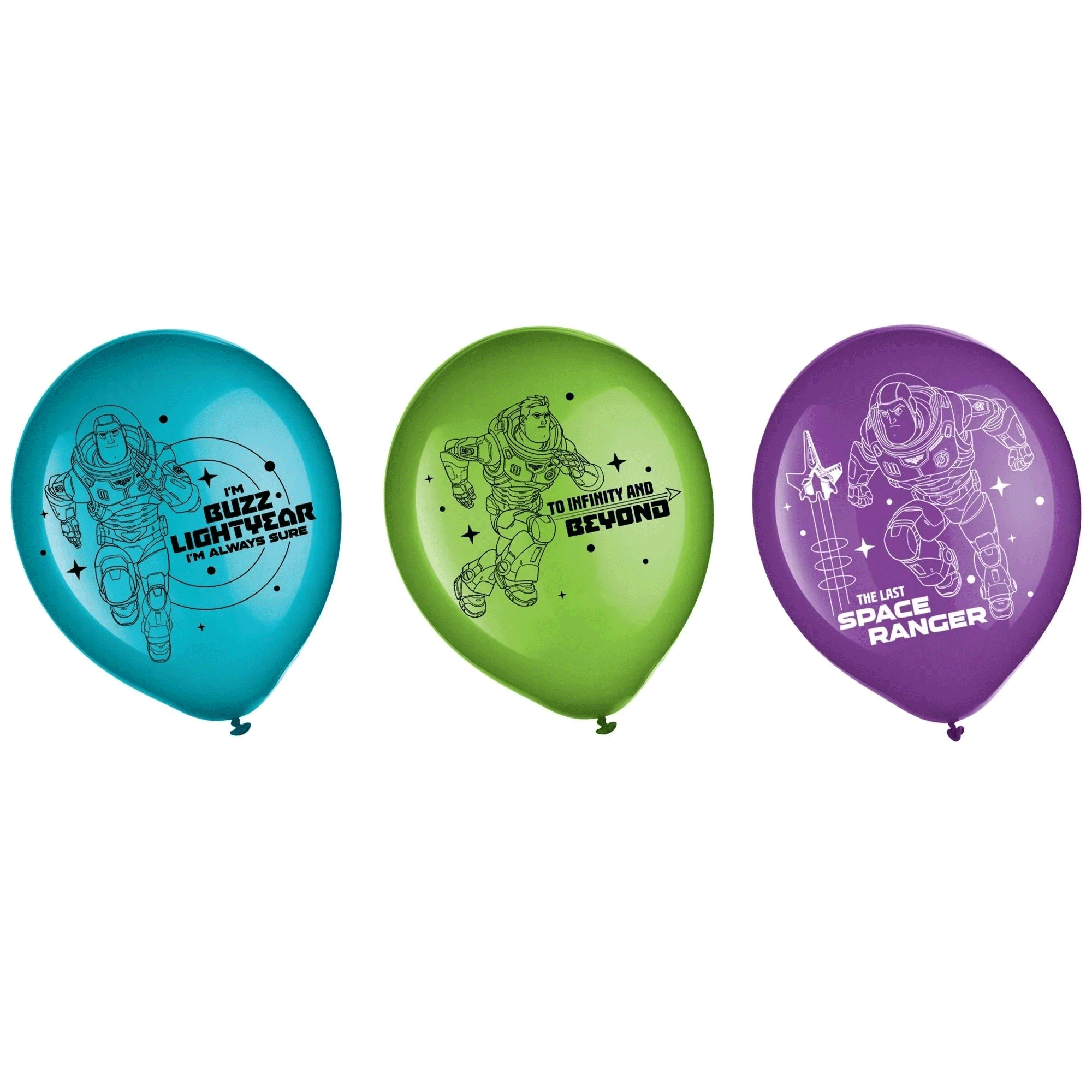 Buzz Lightyear Printed Latex Balloons Assorted 12in, 6pcs