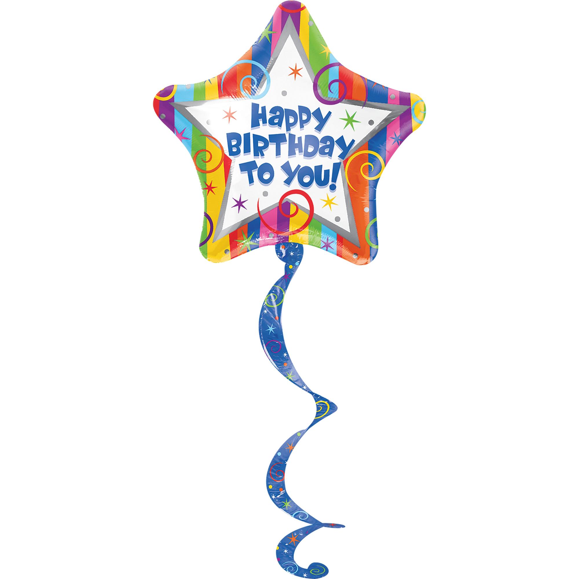 Happy Birthday Streamers Coil Tail Airwalker 31 x 70in Balloons & Streamers - Party Centre