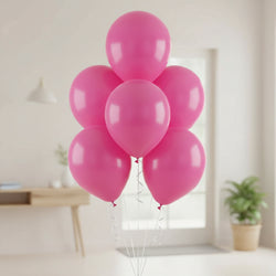 Bright Pink Latex Balloon 12in, 15pcs Balloons & Streamers - Party Centre