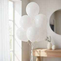 White Latex Balloons 12in, 15pcs Balloons & Streamers - Party Centre