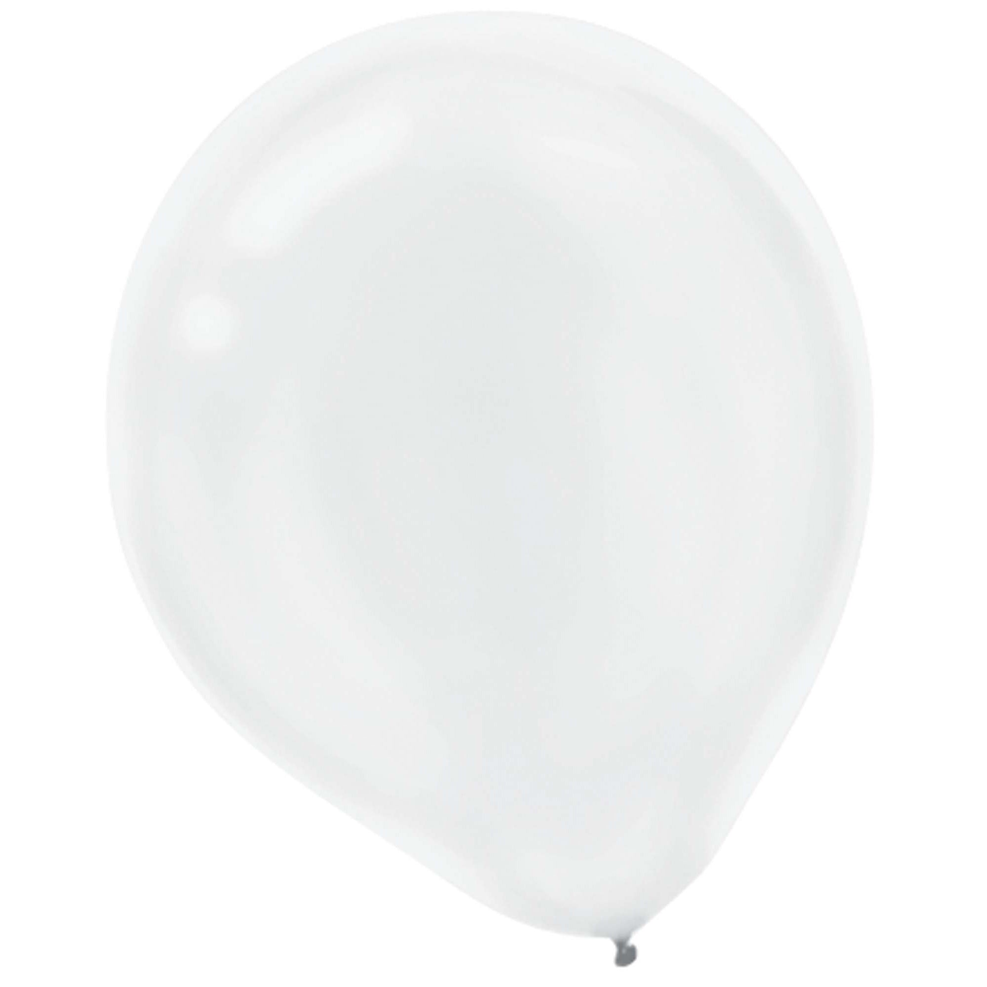 White Pearlized Latex Balloon 12in, 15pcs Balloons & Streamers - Party Centre