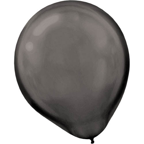 Black Pearlized Latex Balloon 12in, 15pcs Balloons & Streamers - Party Centre