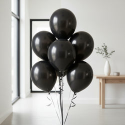 Black Pearlized Latex Balloon 12in, 15pcs Balloons & Streamers - Party Centre