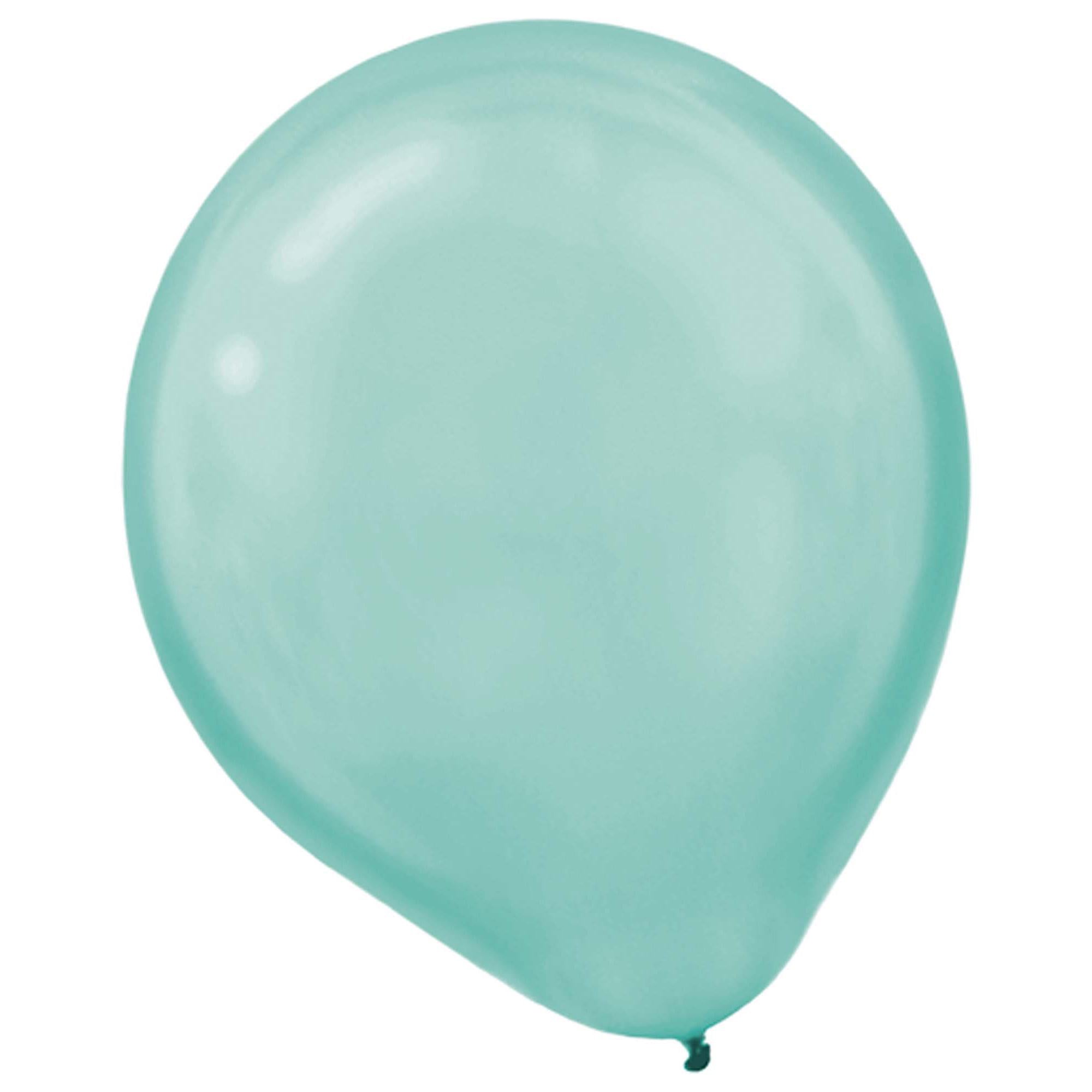 Robins Egg Blue Pearlized Latex Balloons 12in, 15pcs Balloons & Streamers - Party Centre