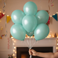 Robins Egg Blue Pearlized Latex Balloons 12in, 15pcs Balloons & Streamers - Party Centre