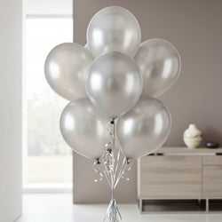 Silver Pearlized Latex Balloon 12in, 15pcs Balloons & Streamers - Party Centre