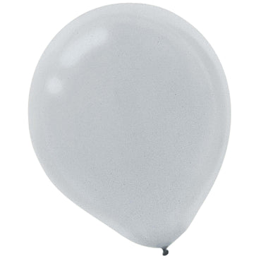 Silver Pearlized Latex Balloon 12in, 15pcs Balloons & Streamers - Party Centre