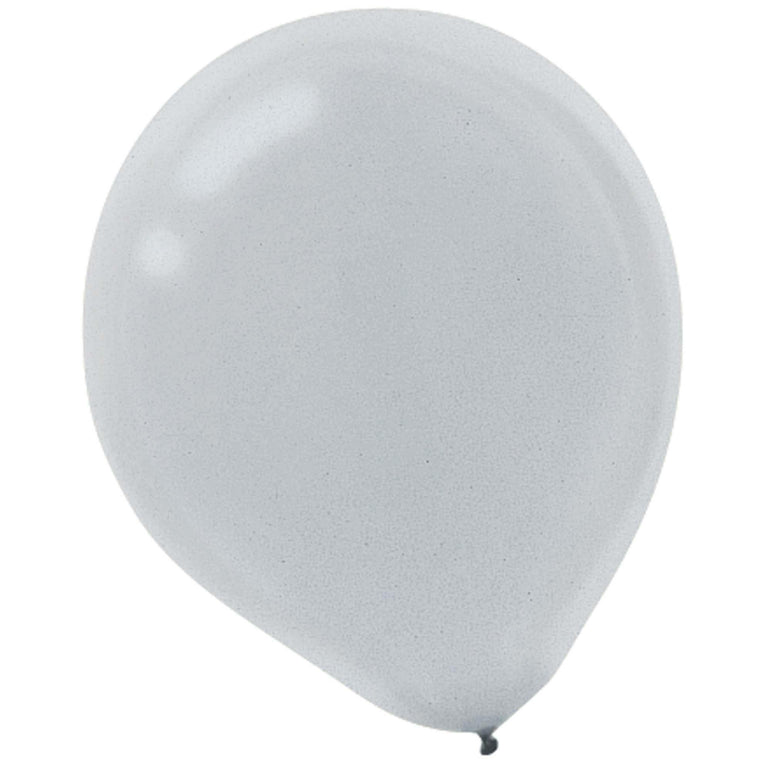 Silver Pearlized Latex Balloon 12in, 15pcs Balloons & Streamers - Party Centre