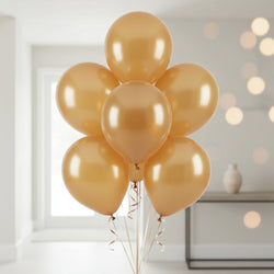 Gold Pearlized Latex Balloon 12in, 15pcs Balloons & Streamers - Party Centre